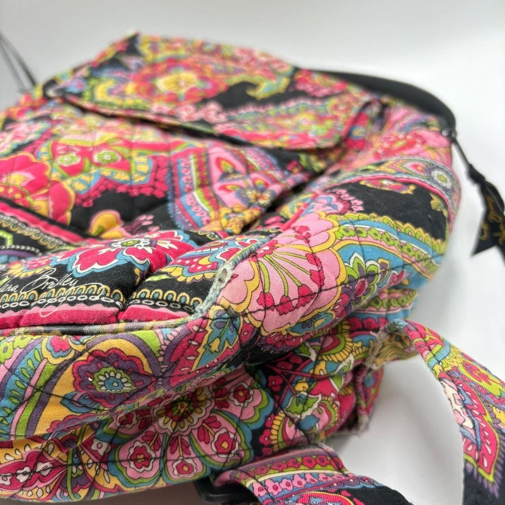 Vera Bradley Midnight Paisley‎ Quilted Cotton Backpack Floral Multi Color Bag